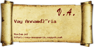 Vay Annamária névjegykártya